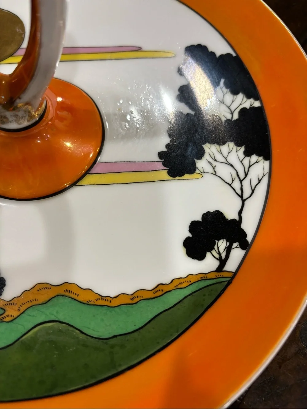 Circa 1924 Noritake Bright Tray/Server Stand with Scenic Design